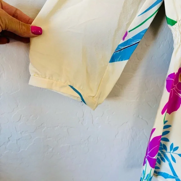 Anthropologie Yumi Kim Cream and Purple Floral Blouse Anthropologie size XS - Picture 3 of 10
